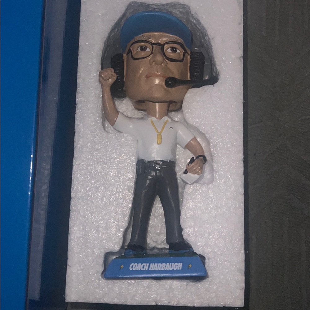Unreleased Coach Harbaugh Bobblehead with Blue Cap